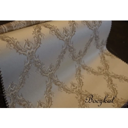 Tkanina stylowa ornamenty jasny beż  romby  Lord